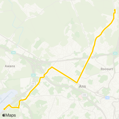 TEC Liège - Verviers Bierset (Liege Airport)-Ans-Rocourt-Liers / Milmort map