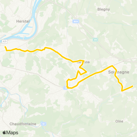 TEC Liège - Verviers Liège - Jupille - Retinne - Fléron - Soumagne map