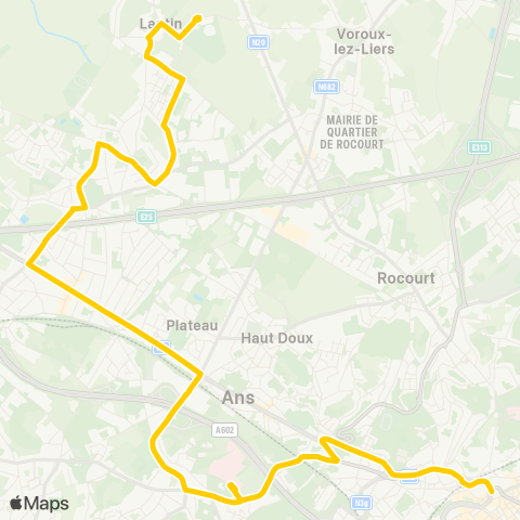 TEC Liège - Verviers Liège - Flémalle - Ivoz - Hardémont - Fagnes map