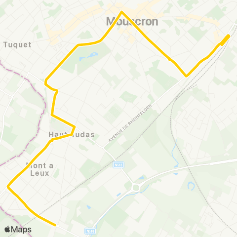TEC Hainaut Desserte de Mouscron / Moeskr. (SNCB - Chée Ballons) map