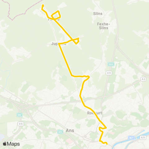 TEC Liège - Verviers Liège - Rocourt - Paifve - Wihogne map