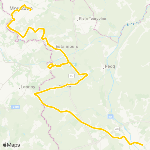 TEC Hainaut Tournai - Mouscron / Moeskroen map