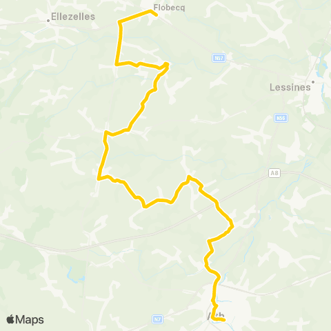 TEC Hainaut Ath - Ellezelles map