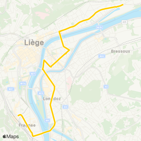 TEC Liège - Verviers Guillemins - Médiacité - Bavière - Coronmeuse map