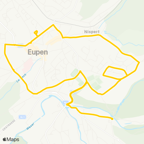 TEC Liège - Verviers Eupen - Nispert - Eupen map