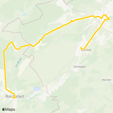TEC Namur-Luxembourg Aye - Jemelle - Nassogne map