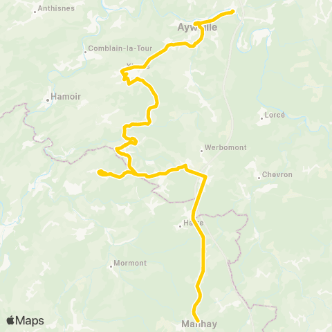 TEC Namur-Luxembourg Manhay - Aywaille map