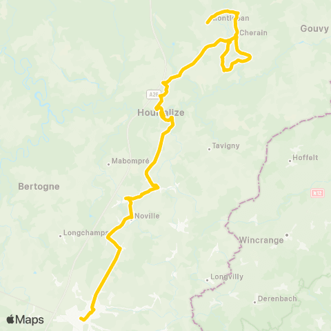TEC Namur-Luxembourg Bastogne - Houffalize - Montleban map