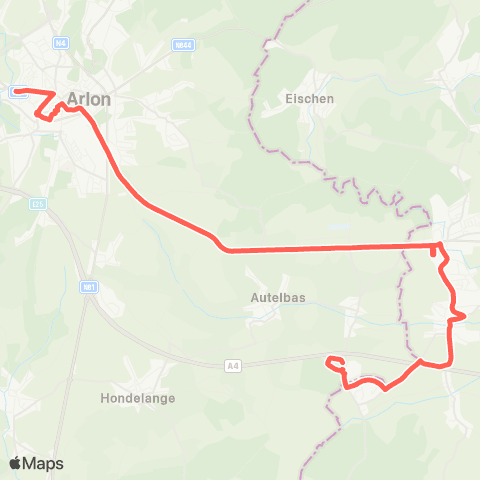 TEC Namur-Luxembourg Arlon - Sterpenich Zoning map