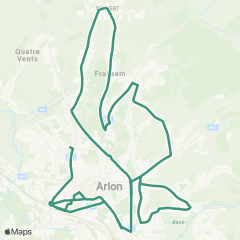 TEC Namur-Luxembourg Arlon - Frassem - Arlon map