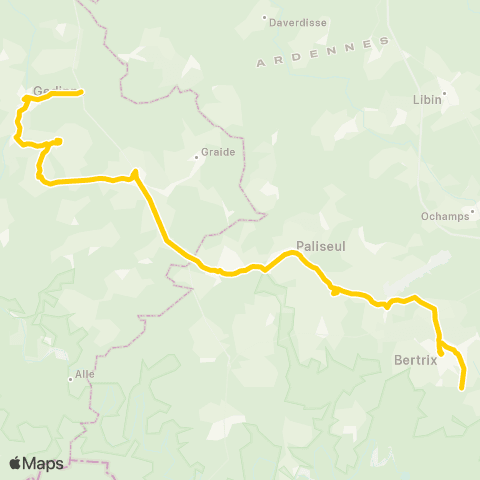 TEC Namur-Luxembourg Gedinne - Paliseul - Bertrix map