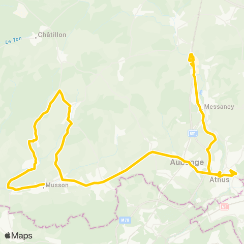 TEC Namur-Luxembourg Musson - Athus - Differt map