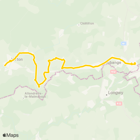 TEC Namur-Luxembourg Virton - Mussy-la-Ville - Athus map