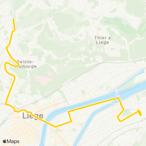 TEC Liège - Verviers Bressoux - Bavière - St-Lambert - P+R Vottem map