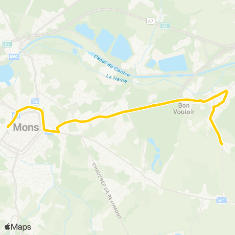 TEC Hainaut Havré Beaulieu - Mons map