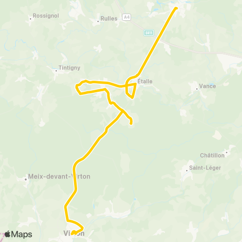 TEC Namur-Luxembourg Virton - Habay map
