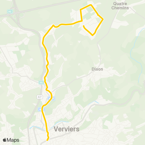 TEC Liège - Verviers Verviers Gare - Plenesses ZI map