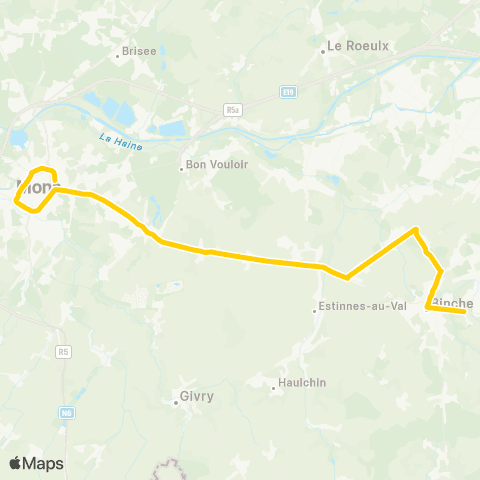 TEC Hainaut Mons - Binche map
