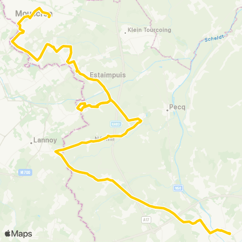 TEC Tournai - Mouscron / Moeskroen map