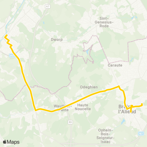 TEC Braine-l'Alleud - Halle map