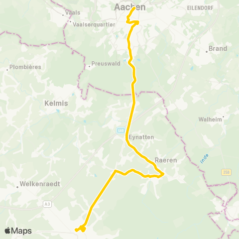 TEC Eupen - Eynatten - Aachen map