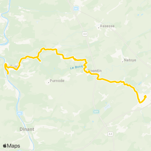 TEC Ciney - Durnal - Yvoir map