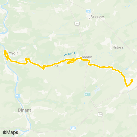 TEC Ciney - Dorinne - Yvoir map