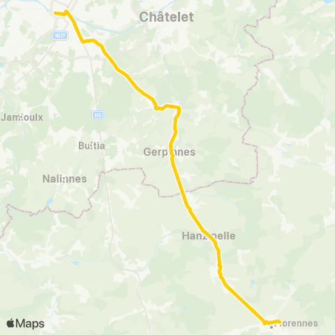 TEC Charleroi - Florennes map