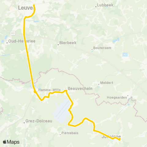 TEC Leuven - Hamme-Mille - Jodoigne map