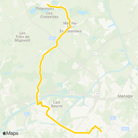 TEC Jolimont - Ecaussinnes map