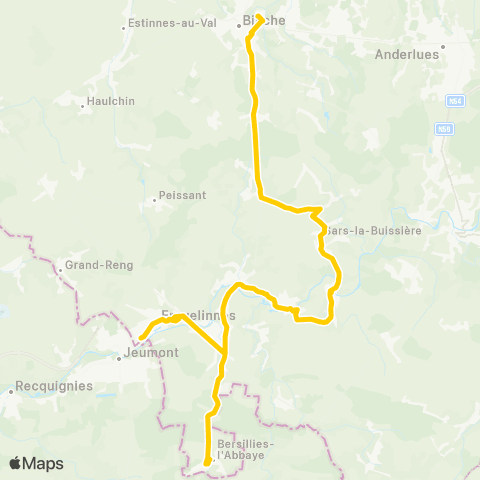 TEC Binche - Erquelinnes map