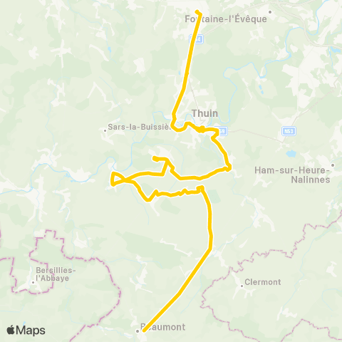 TEC Anderlues - Biercée - Ragnies - Beaumont map