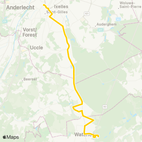 TEC Bruxelles / Brussel (Midi) - Argentueil (Berlaymont) map