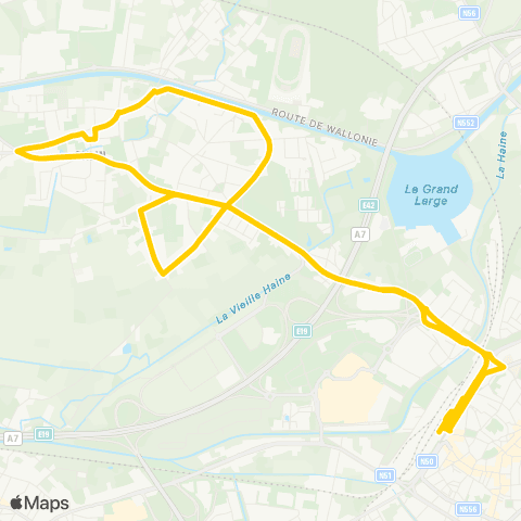 TEC Mons - Ghlin (Busteau) - Mons map