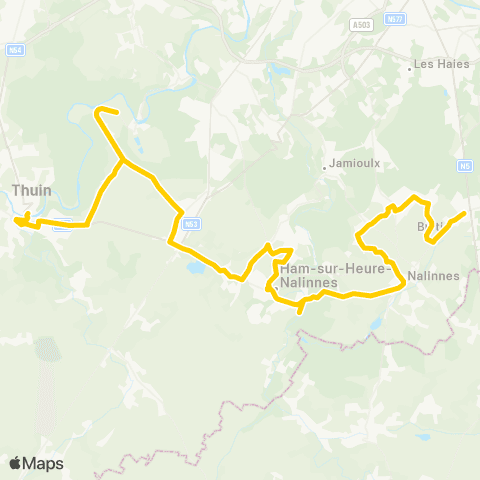 TEC Nalinnes - Gozée - Thuin map