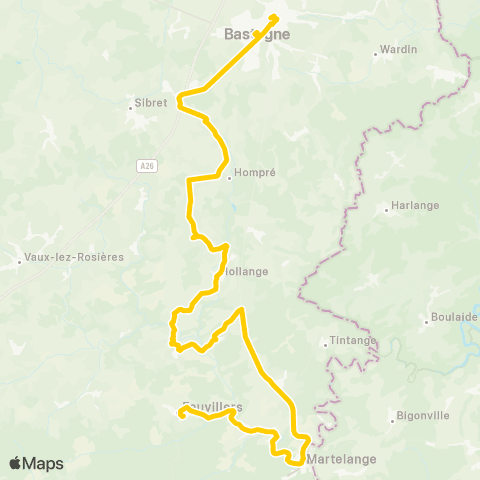 TEC Bastogne - Martelange - Fauvillers map