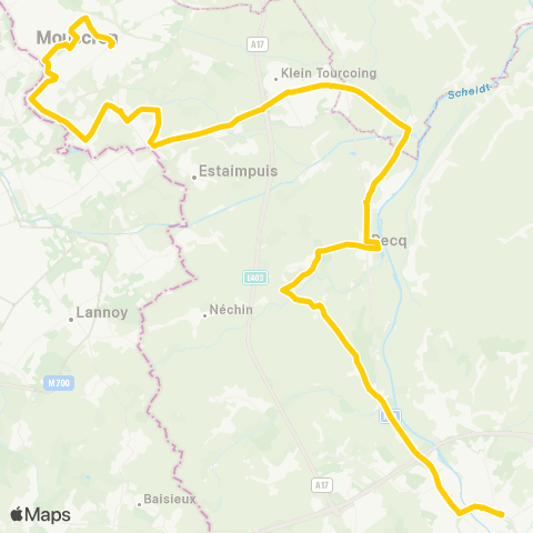 TEC Tournai - Mouscron / Moeskroen map