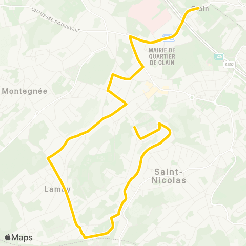 TEC Glain - Montegnée - Tilleur - St-Nicolas map