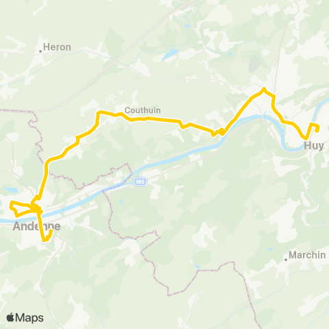 TEC Huy - Couthuin - Andenne map