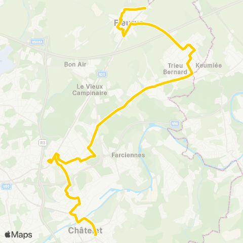 TEC Fleurus - Wanfercée-Baulet - Gilly - Châtelet map