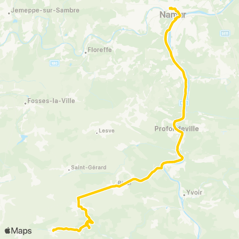 TEC Namur - Maredsous map