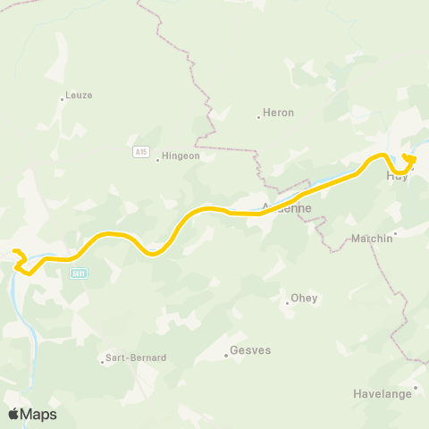 TEC Namur - Huy map