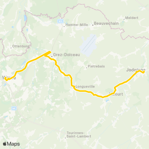 TEC Wavre - Jodoigne map