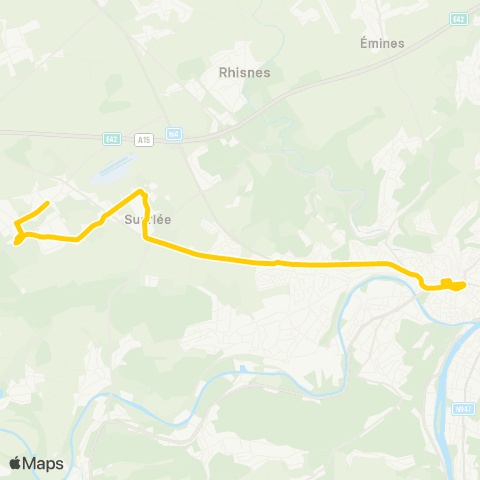 TEC Namur - Suarlée - Temploux map
