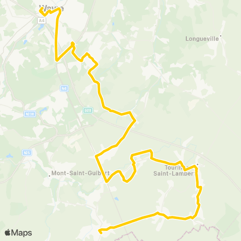TEC Wavre - Corbais - Nil - Chastre map