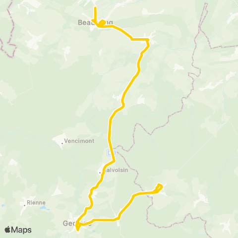TEC Beauraing - Gedinne - Haut-Fays map