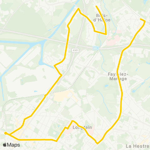 TEC Bois d'Haine - la Louvière - Jolimont - Manage map