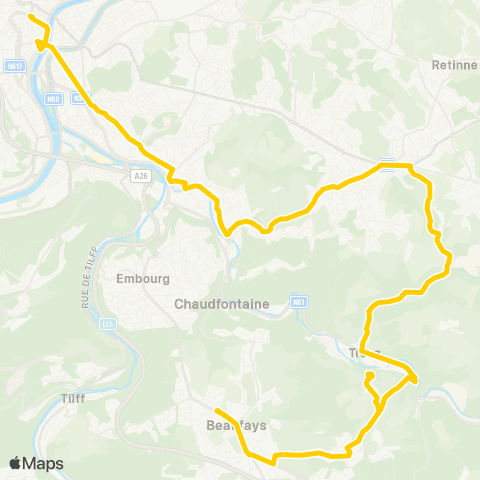 TEC Rép. Francaise - Vaux - Fléron - Trooz - Beaufays map