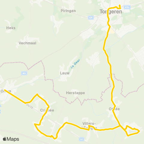 TEC Oreye - Crisnée - Kemexhe - Xhendremael - Tongeren map