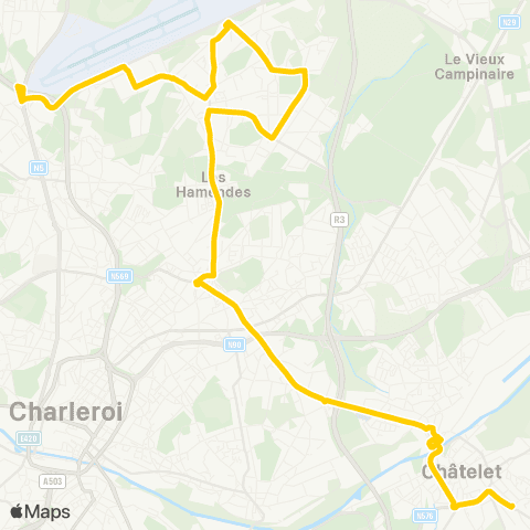 TEC Châtelineau (SNCB) - Jumet (Madeleine) map